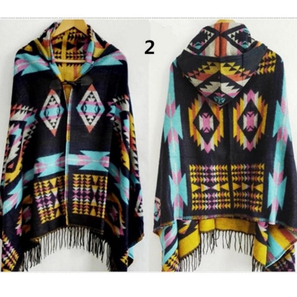 Wool blend poncho